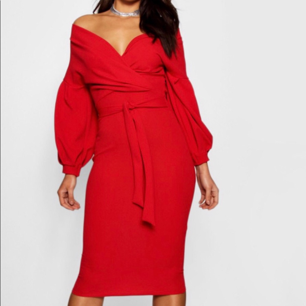 Red wrap dress